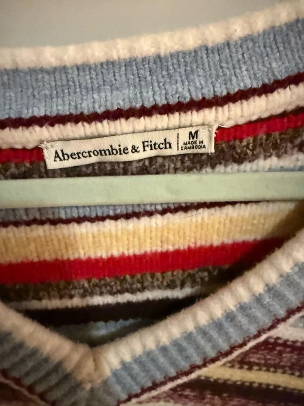 Abercrombie and Fitch Women’s Oversized Striped V-Neck Sweater in Multi-Color - Picture 2 of 3